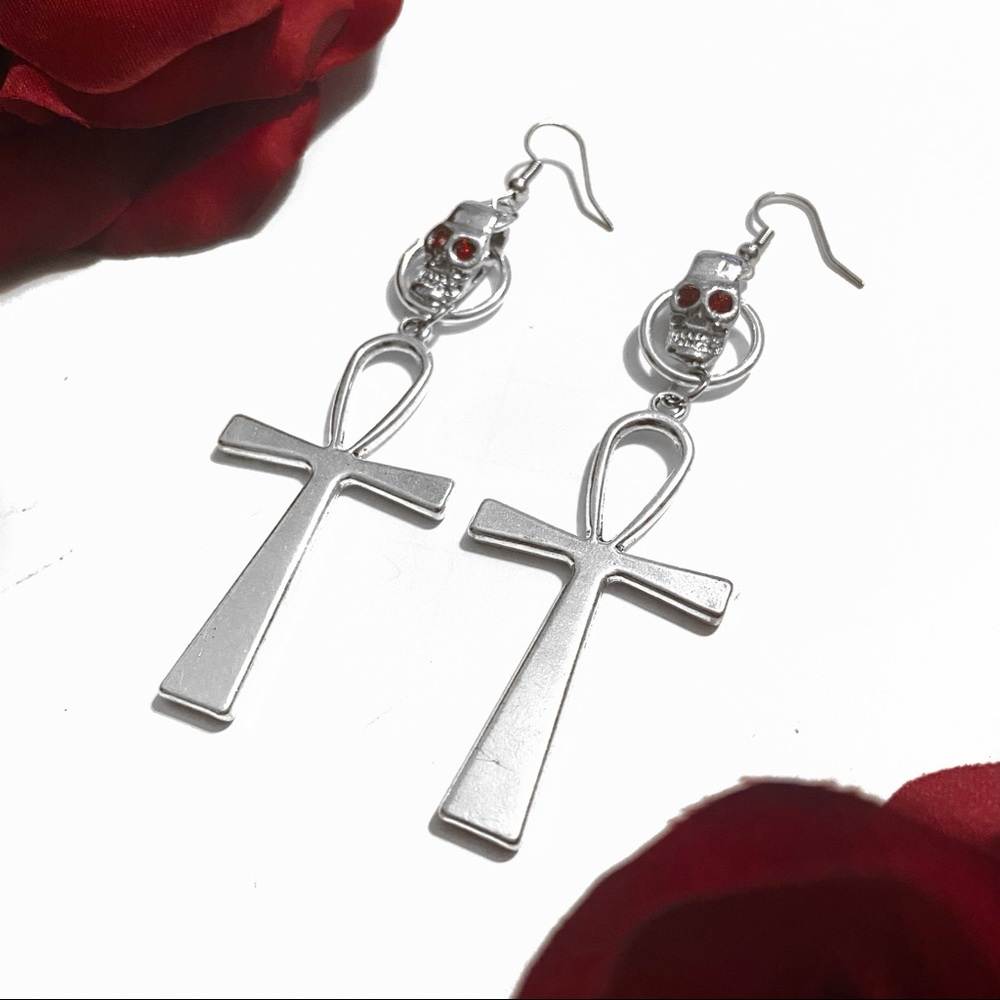 Ankh Skull Earrings